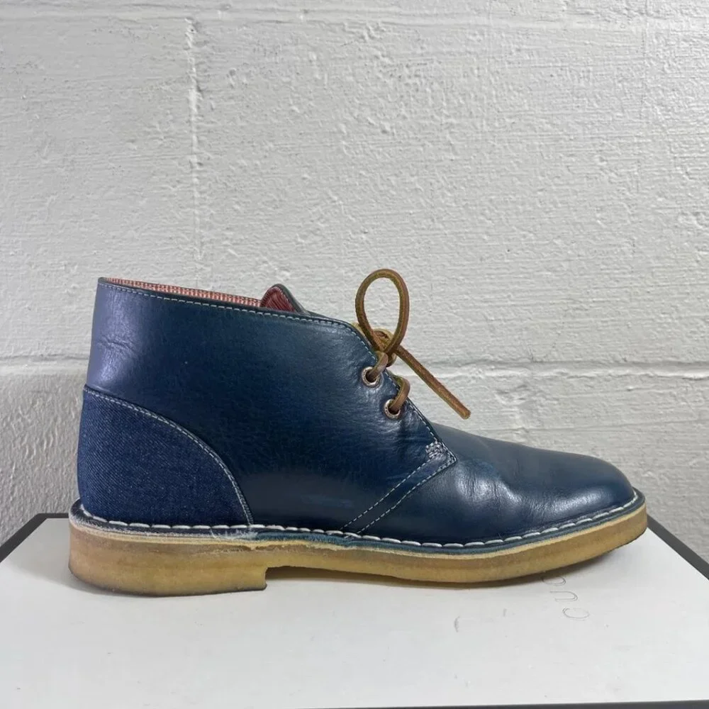 Clarks Originals X‎ Herschel Limited Blue Leather Denim Desert Boots Men's 8.5 M
